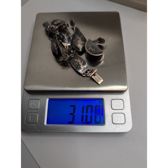 VTG SIAM 925 Sterling Silver Dancers Set: Bracelet & Screwback Earrings +1 - Picture 9 of 16